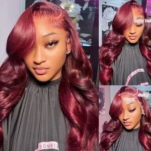 Burgundy Hair Extensions with Baby Hair